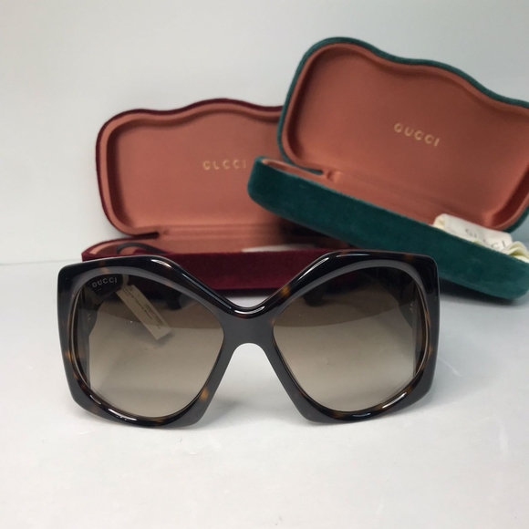 💯 original  New Gucci OVERSIZED   HAVANA BROWN Sunglasses, GG0875S-002-6 - Picture 11 of 14